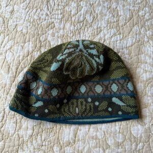 Smartwool Green and Blue Patterned Reversible Beanie